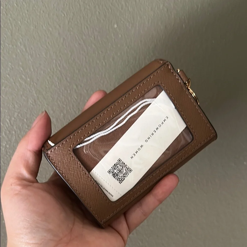 Tory Burch Tan Leather Key Case with Gold Hardware